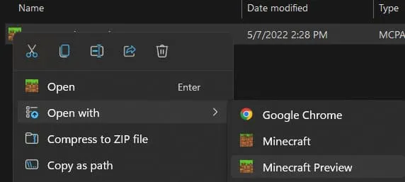 Open texture pack with Minecraft on Windows