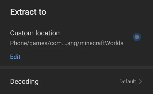 Extract Minecraft world to