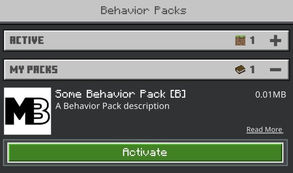 Activate behavior pack of the addon on Android