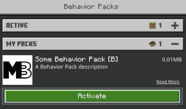 Activate behavior pack of the addon on Android