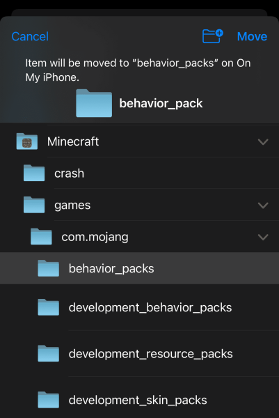 Move addon behavior pack to the game location