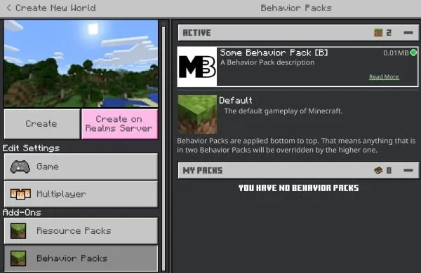 Activated behavior pack