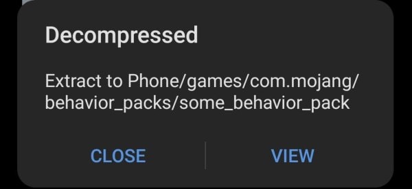 Extract folder with behavior pack on Android