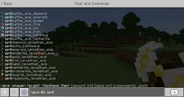 Give battle axe through the command
