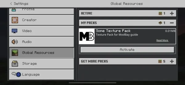 Global Resources tab