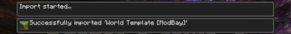 Successfully imported template world