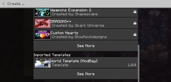 World template in list