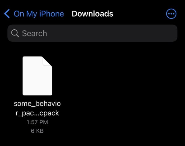 File with mcpack addon on iOS