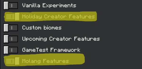 Marked Experimental options