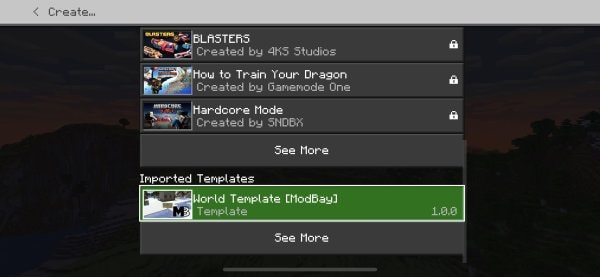 Imported Minecraft templates on iOS