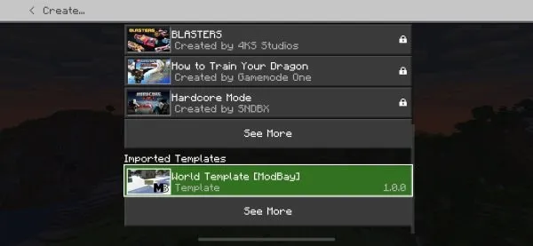 Imported Minecraft templates on iOS