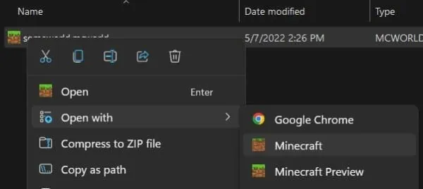 Open world with Minecraft on Windows