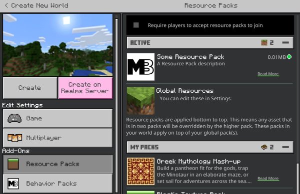 Activated resource pack