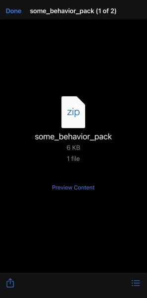 Preview Minecraft addon content button