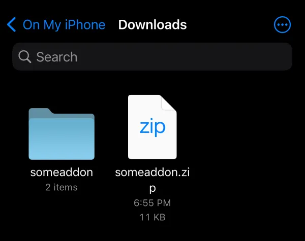 Unpacked addon on iOS