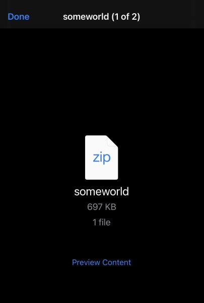 Zipped world on iOS