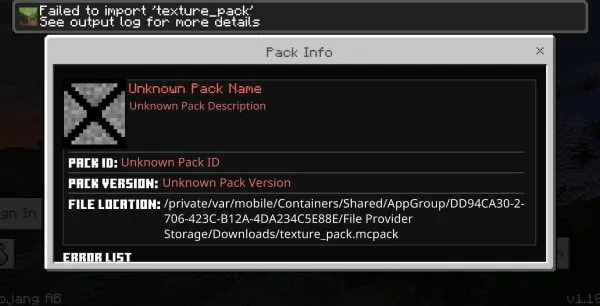 Failed to import texture pack on ios