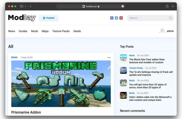ModBay main page