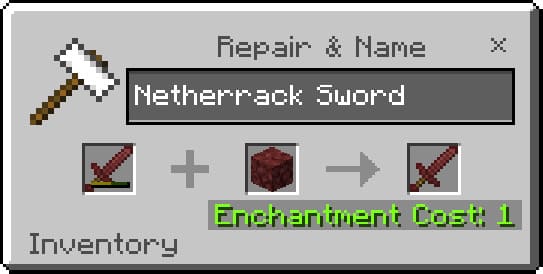 Repair Example for Netherrack Sword