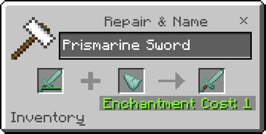 Repair Example for Prismarine Sword