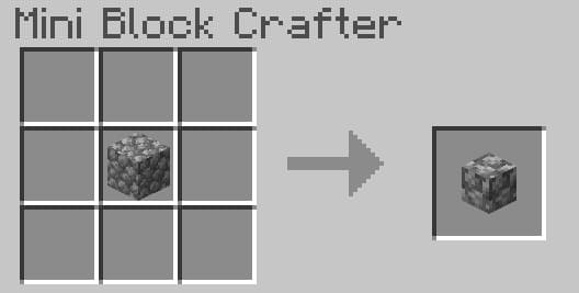 Craft recipe for mini cobblestone.