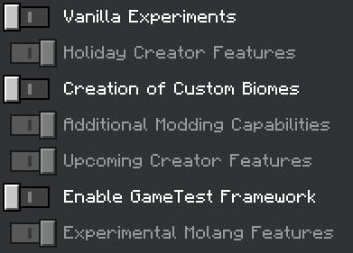 Required Experimental Options