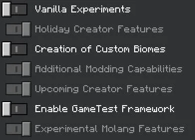 Required Experimental Options