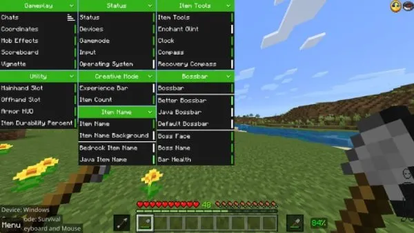 Extra mod menu.