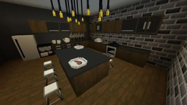 Beautiful kitchen in dark decoration.