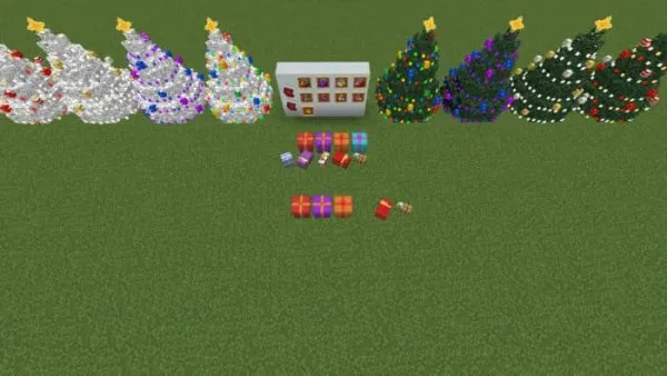 Christmas decorations and presents.