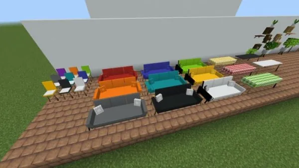 Sofas, chairs and tables.