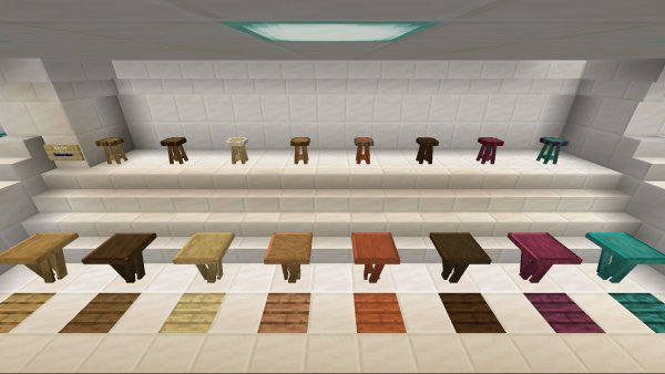 Wooden table and stool preview.