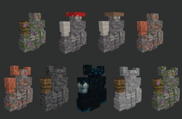 Different types of new golem textures.