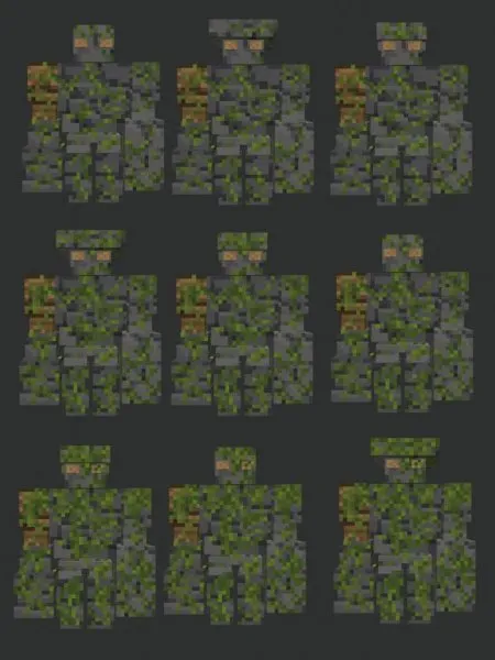 Mossy dark golem types.