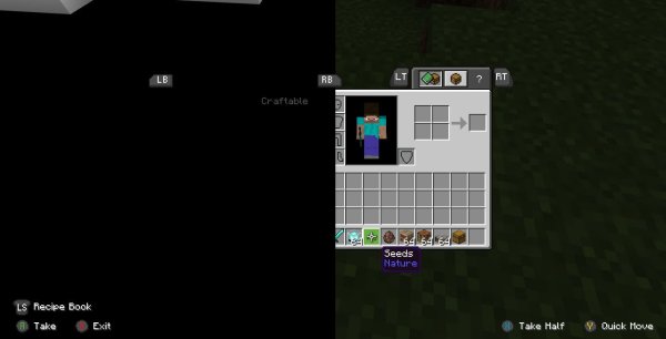 Minecraft inventory UI with pack