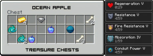 Ocean apple in treasure chest and its effects.