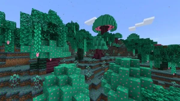 Screenshot of Foggyland Forest biome.