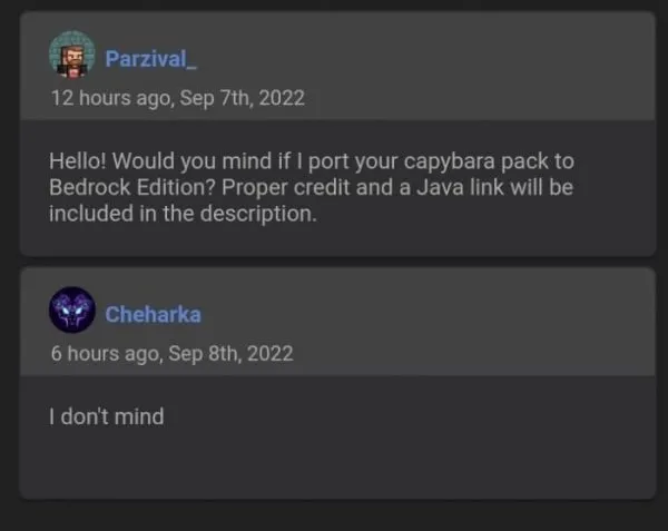 Cheharka permission for Capybara Resource Pack
