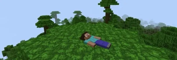 Laying down.