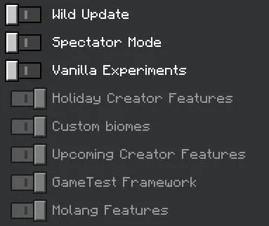 Required Experimental Options