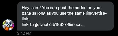 Slimecraft Addon permission for ModBay