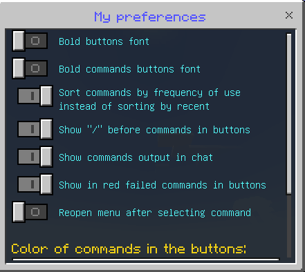 My Preferences menu
