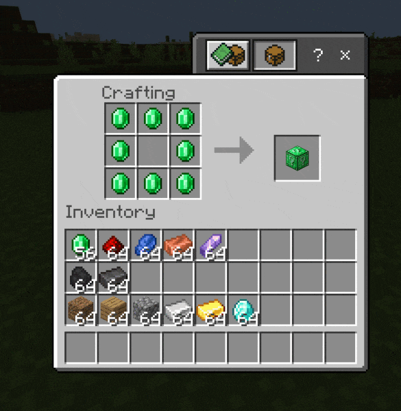 Craft recipes for Weighted Lucky blocks.