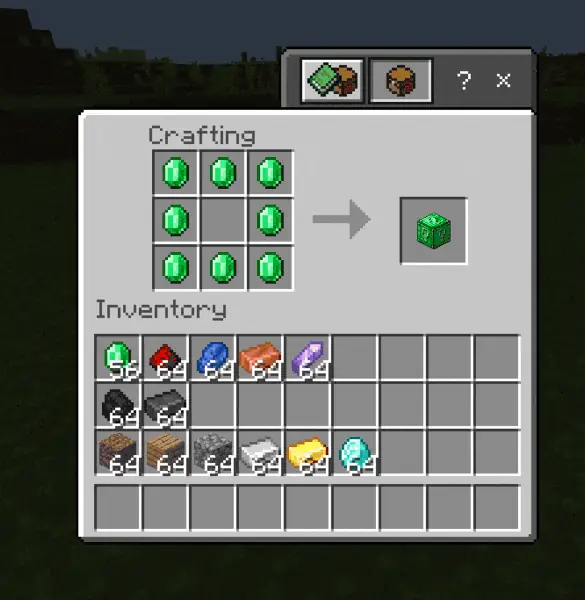 Craft recipes for Weighted Lucky blocks.