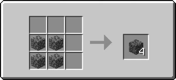 The recipe of the Bedrock from Reinforced Cobblestone