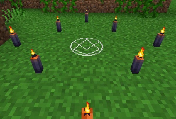 Magic Circle and 8 black candles.