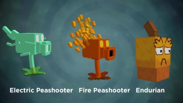 Electric Peashooter, Fire Peashooter and Endurian