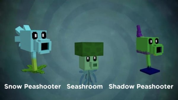 Snow Peashooter, Seashroom and Shadow Peashooter