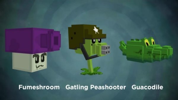 Fumeshroom, Galting Peashooter and Guacodile