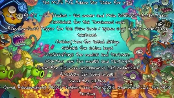 Plants vs Zombies 2 Addon special thanks